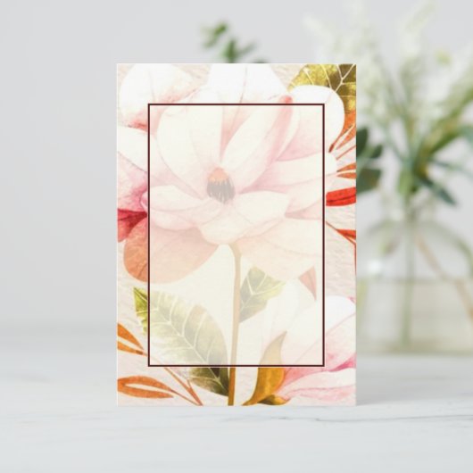Invitation Budget vierge Fleurs roses mariage (Debout devant)