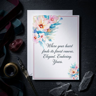 Invitation Budget vierge floral aquarelle rose et bleu
