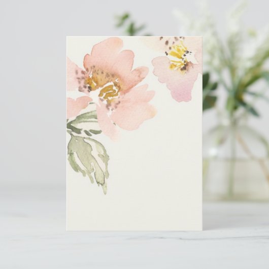 Invitation Budget vierge  floral mariage aquarelle rose  (Debout devant)