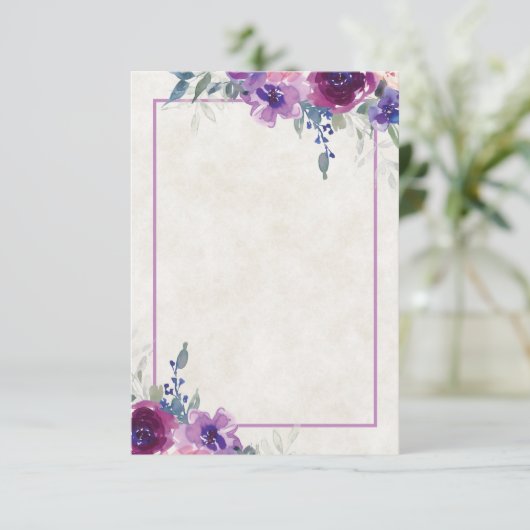 Invitation Budget vierge floral pournice et mauve mariage (Debout devant)