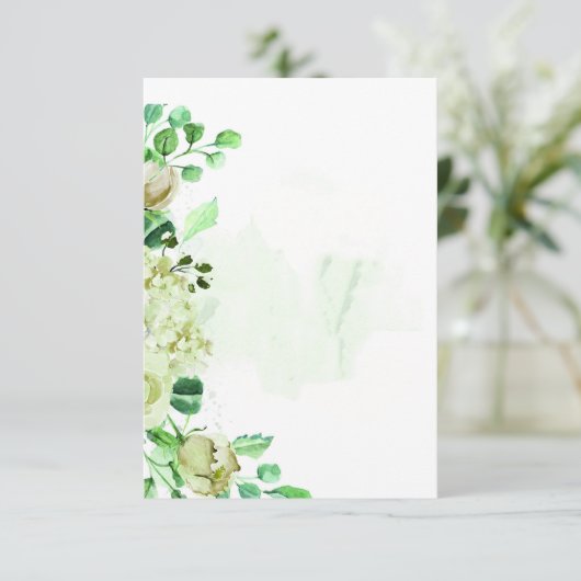 Invitation Budget vierge floral vert mariage (Debout devant)