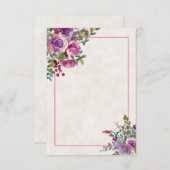 Invitation Budget vierge Mariage Aubergine rose et violet  Da (Devant / Derrière)