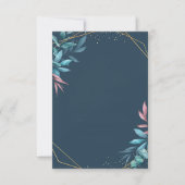 Invitation Budget vierge mariage botanique bleu et rose (Devant)