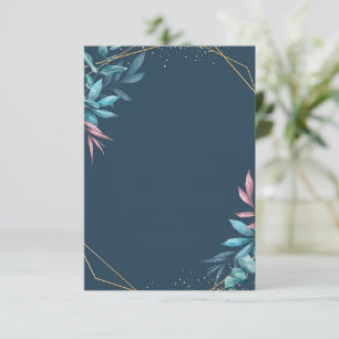 Invitation Budget vierge mariage botanique bleu et rose