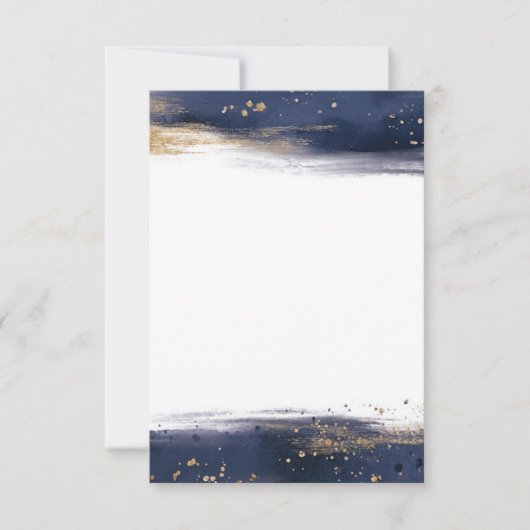 Invitation Budget vierge mariage coups de pinceau bleus et or (Devant)