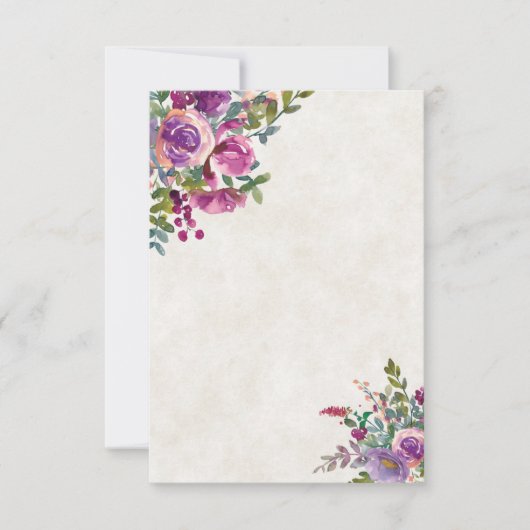 Invitation Budget vierge mariage d'aubergine violet et rose (Devant)