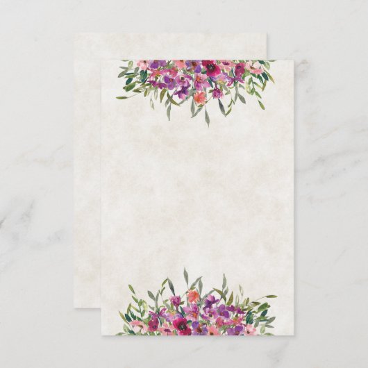 Invitation Budget vierge mariage fleur sauvage violet (Devant / Derrière)