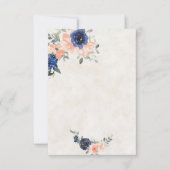 Invitation Budget vierge Mariage floral bleu et pêche  (Devant)