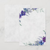 Invitation Budget vierge Mariage floral bleu et violet  (Devant / Derrière)