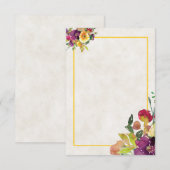 Invitation Budget vierge mariage floral bordeaux et jaune (Devant / Derrière)