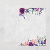 Invitation Budget vierge Mariage floral orange et violet (Devant / Derrière)