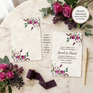 Invitation Budget vierge mariage floral rose décontracté