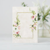 Invitation Budget vierge Mariage floral rose et blanc (Debout devant)