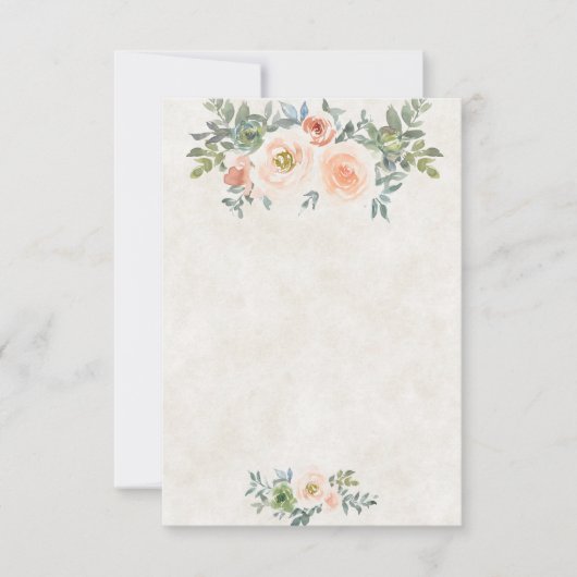 Invitation Budget vierge Mariage floral rose et vert  (Devant)