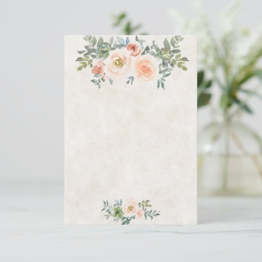 Invitation Budget vierge Mariage floral rose et vert  (Debout devant)