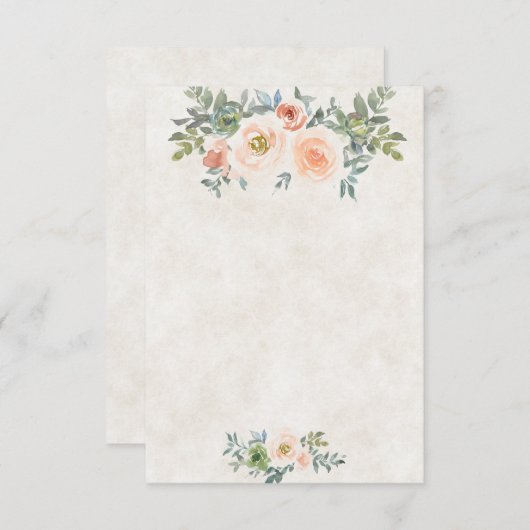 Invitation Budget vierge Mariage floral rose et vert  (Devant / Derrière)