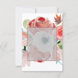 Invitation Budget vierge mariage floral rouge et rose 