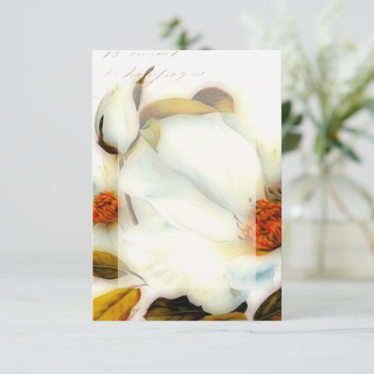 Invitation Budget vierge Roses blanches mariage (Debout devant)