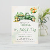 Invitation Budget Vintage Green Truck St. Patricks (Debout devant)