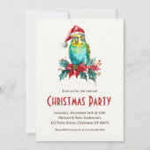 Invitation Budgie Bird Parakeet Santa Hat Noël (Devant)