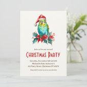 Invitation Budgie Bird Parakeet Santa Hat Noël (Debout devant)