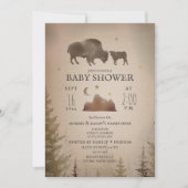 Invitation Buffalo Bison Désert Baby shower À feuillage persi (Devant)