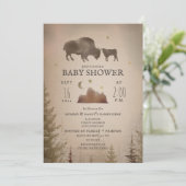 Invitation Buffalo Bison Désert Baby shower À feuillage persi (Debout devant)