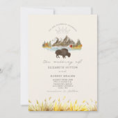 Invitation Buffalo Bison Mountains Automne Script Mariage (Devant)