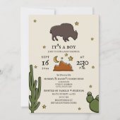 Invitation Buffalo Cactus Moon Desert Stars Baby shower (Devant)