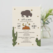 Invitation Buffalo Cactus Moon Desert Stars Baby shower (Debout devant)