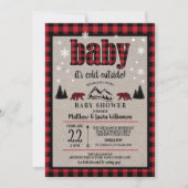 Invitation Buffalo Check Black Bear Baby shower (Devant)
