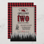 Invitation Buffalo Check Lumberjack Boy 2e anniversaire (Devant / Derrière)