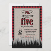 Invitation Buffalo Check Lumberjack Boy 5e anniversaire (Devant)