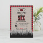 Invitation Buffalo Check Lumberjack Boy 6e anniversaire (Debout devant)