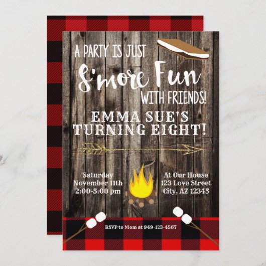 Invitation Buffalo Check Red S'plus amusant avec des amis Ann (Devant / Derrière)