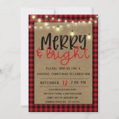 Invitation Buffalo noir rouge plaqué fête virtuelle de Noël (Devant)