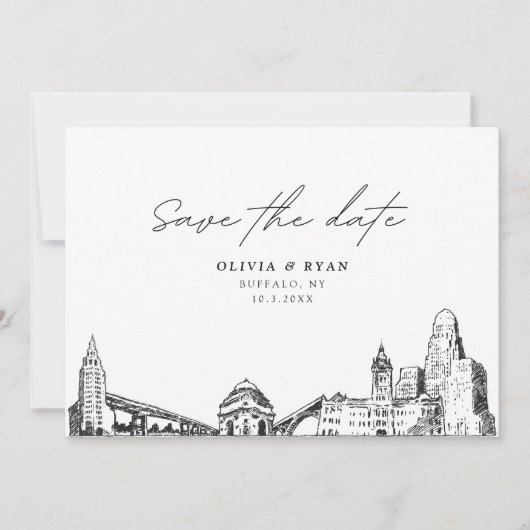 Invitation Buffalo NY Wedding Save the Date Modern (Devant)