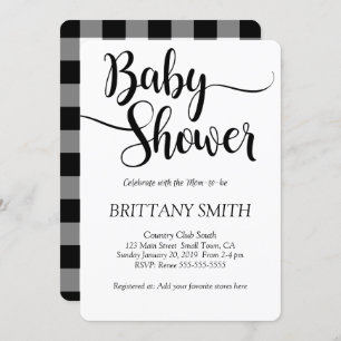Invitation Buffalo Plaid Baby shower simple