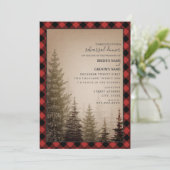 Invitation Buffalo Plaid Dîner de répétition Mariage À feuill (Debout devant)