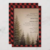 Invitation Buffalo Plaid Dîner de répétition Mariage À feuill (Devant / Derrière)