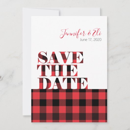 Invitation Buffalo Plaid Joyeux Noël Photo Enregistrer la dat (Dos)