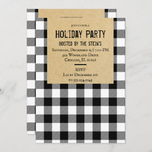 Invitation Buffalo Plaid Minimal Holiday Party