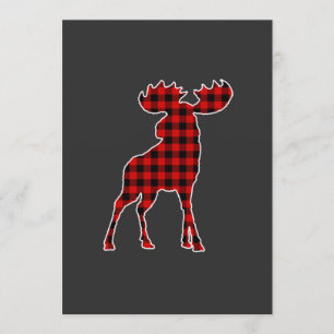 Invitation Buffalo Plaid Moose Christmas Cadeau