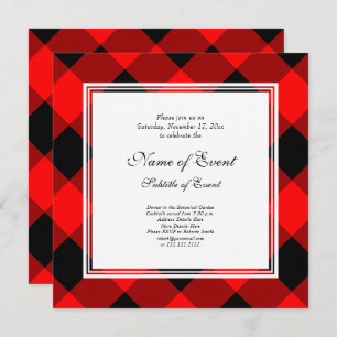 Invitation Buffalo Plaid Red and Black Christmas Party