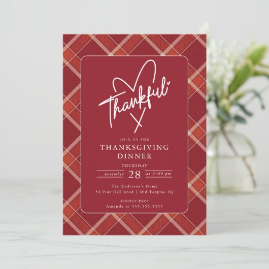 Invitation Buffalo Plaid Thanksgiving Dîner (Debout devant)