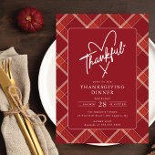 Invitation Buffalo Plaid Thanksgiving Dîner