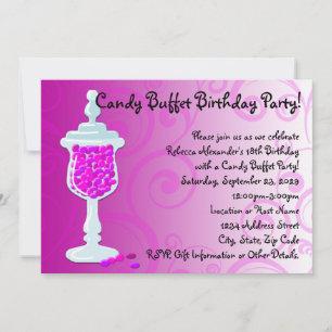 Invitation Buffet de bonbons fuchsia rose chaud