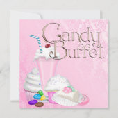Invitation Buffet de bonbons roses (Devant)