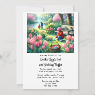 Invitation Buffet de Pâques et chasse aux œufs de vacances 