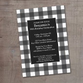 Invitation Buffle blanc et noir rustique Plaid Anniversaire